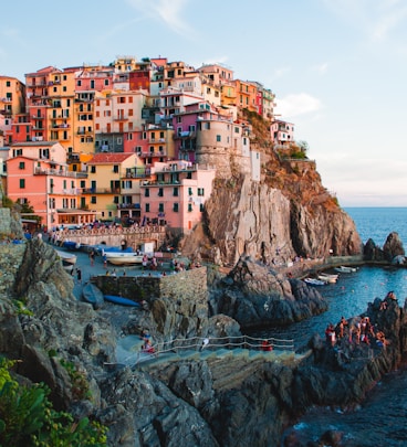 Bright coastal Italian village